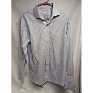 Brooks Brothers Dress‎ Shirt 15.5-33 Regular Fit Blue Striped French Cuff